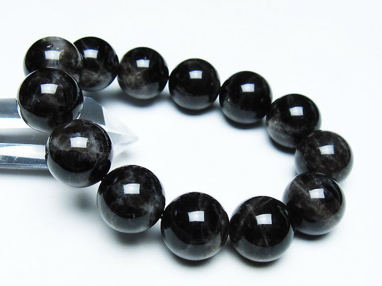 パワーストーン 天然石 モリオン 純天然 黒水晶 ブレスレット 18mm