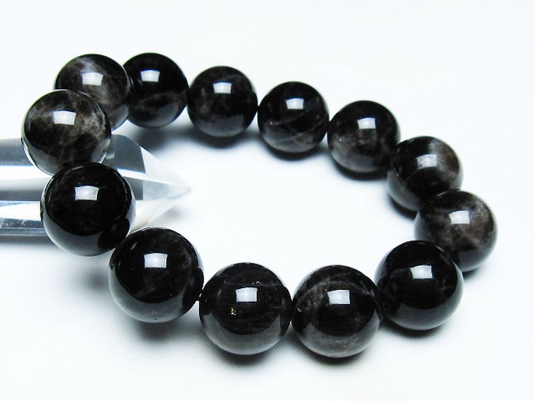 モリオン 純天然 黒水晶 ブレスレット 18mm [T112-7381] 1枚目