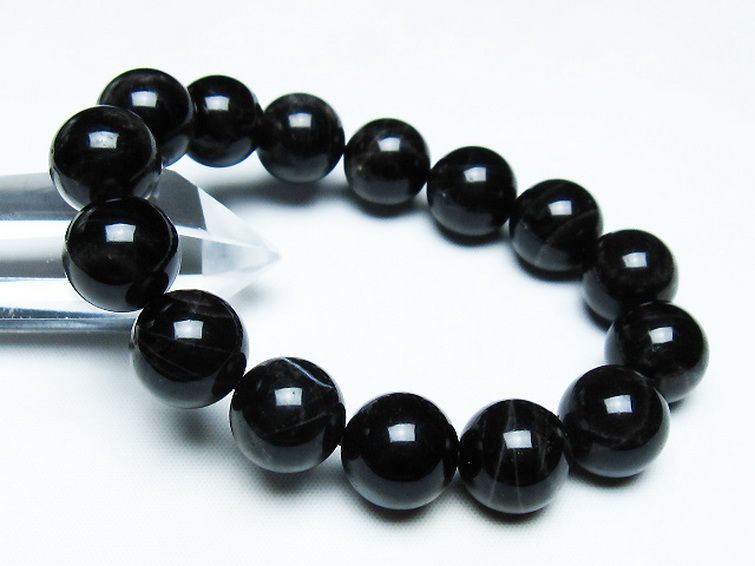 モリオン 純天然 黒水晶 ブレスレット 14mm [T112-7406] 1枚目