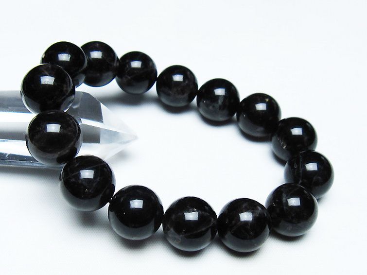 モリオン 純天然 黒水晶 ブレスレット 14mm [T112-7438] 1枚目