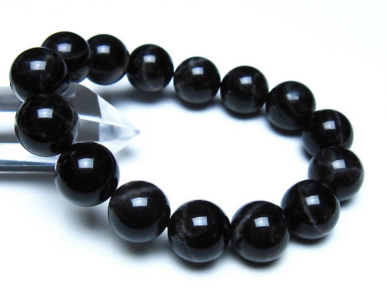 モリオン 純天然 黒水晶 ブレスレット 14mm [t112-8164] 1枚目