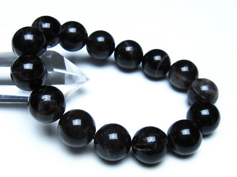 モリオン 純天然 黒水晶 ブレスレット 14mm [t112-8168] 1枚目