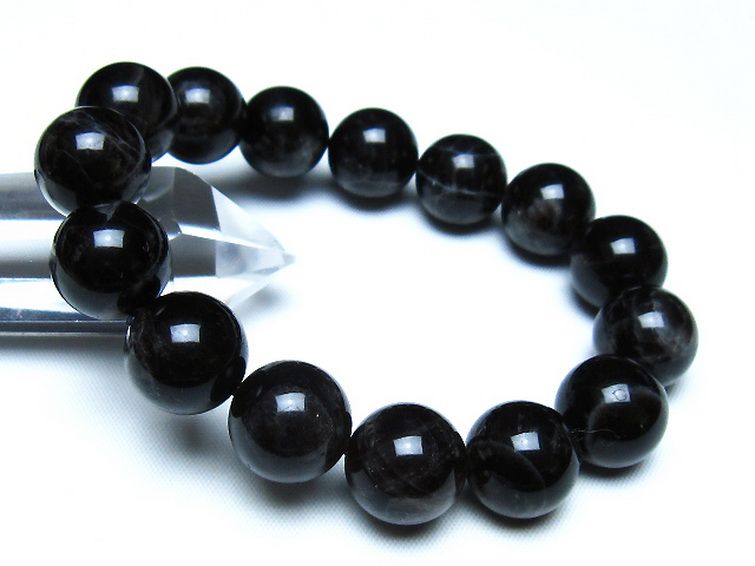 モリオン 純天然 黒水晶 ブレスレット 14mm [t112-8174] 1枚目