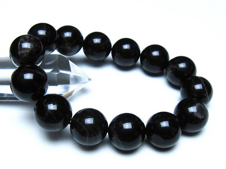 モリオン 純天然 黒水晶 ブレスレット 16mm [t112-8176] 1枚目