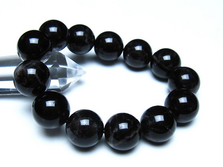 モリオン 純天然 黒水晶 ブレスレット 18mm [t112-8185] 1枚目
