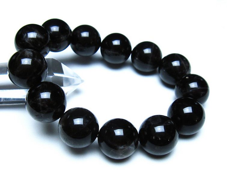モリオン 純天然 黒水晶 ブレスレット 18mm [t112-8187] 1枚目