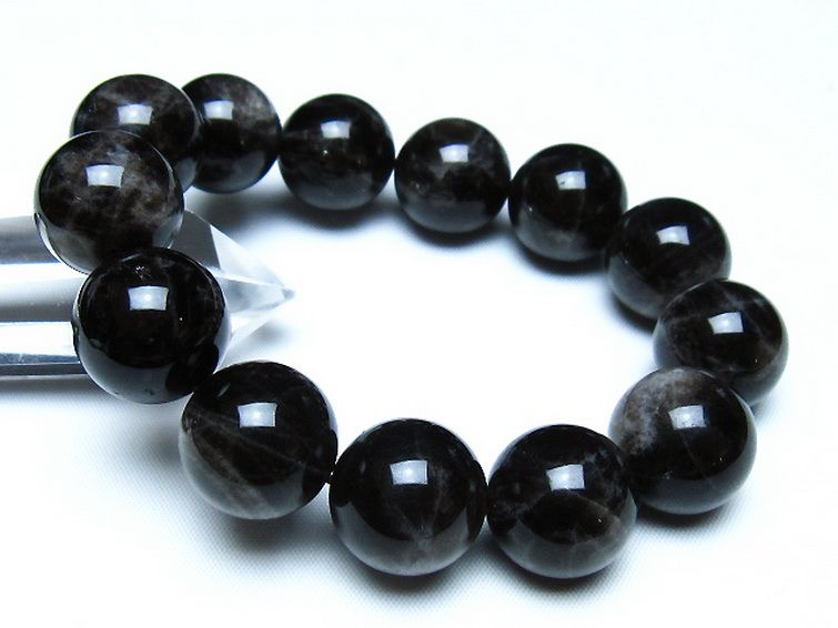 モリオン 純天然 黒水晶 ブレスレット 18mm [t112-8194] 1枚目