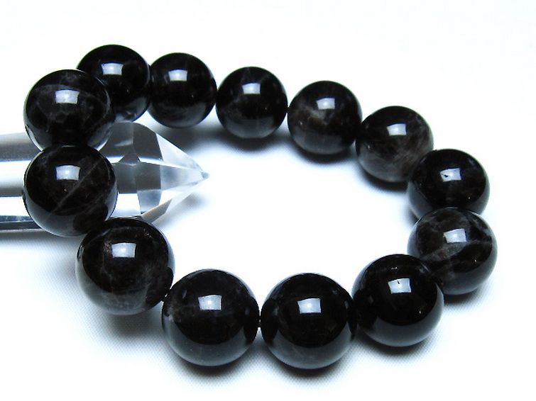 モリオン 純天然 黒水晶 ブレスレット 18mm [t112-8197] 1枚目
