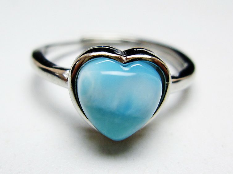 ラリマーハート指輪(11号)[T113-13340] 1枚目