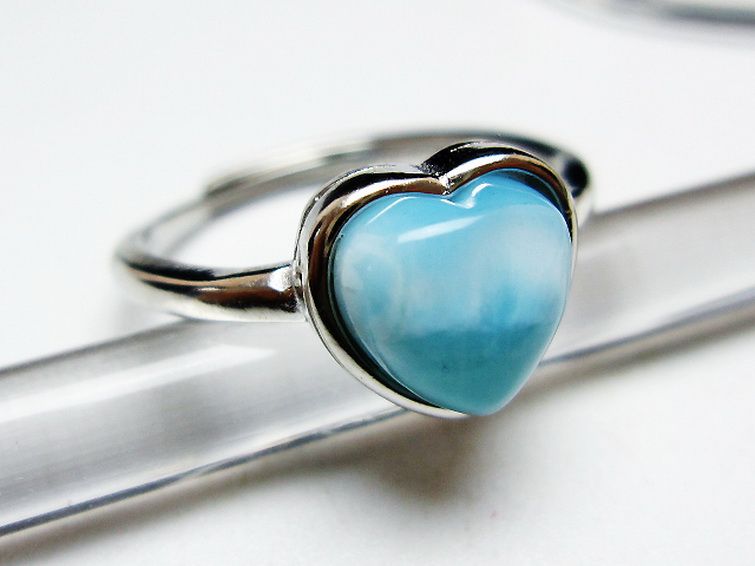 ラリマーハート指輪(11号)[T113-13340] 3枚目