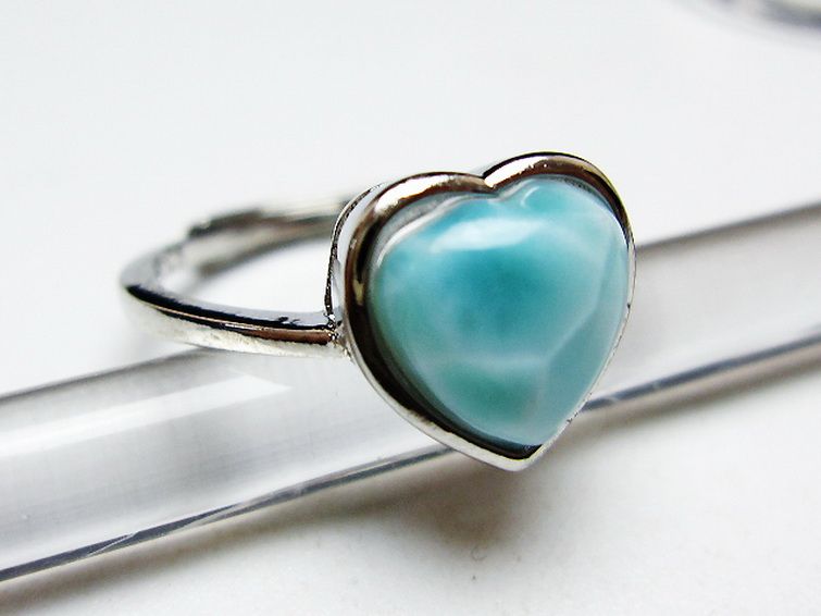 ラリマーハート指輪(13号)[T113-13342] 3枚目