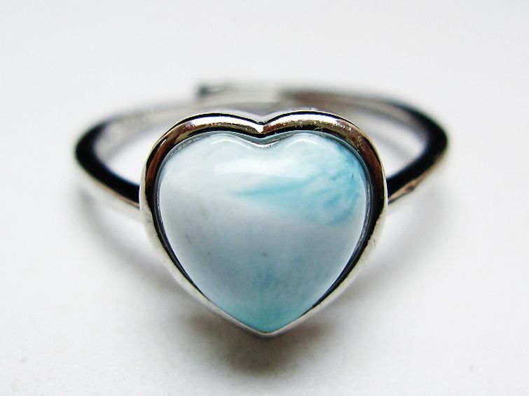 ラリマーハート指輪(12号)[T113-13343] 1枚目