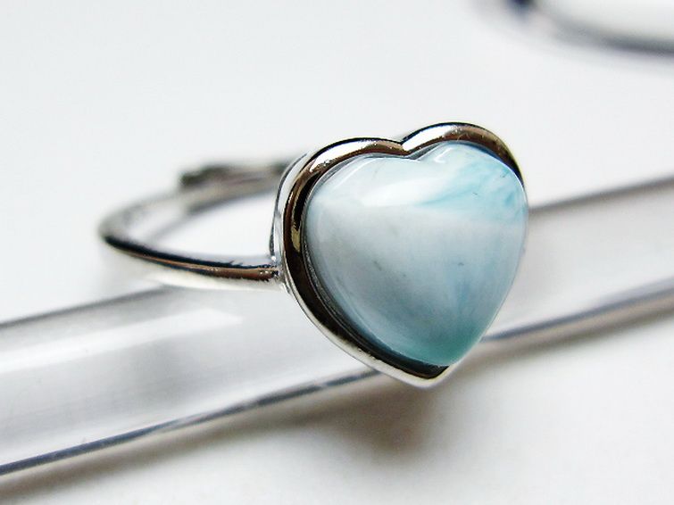 ラリマーハート指輪(12号)[T113-13343] 3枚目