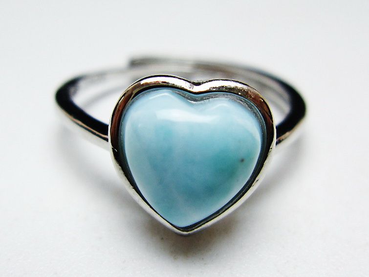 ラリマーハート指輪(12号)[T113-13346] 1枚目