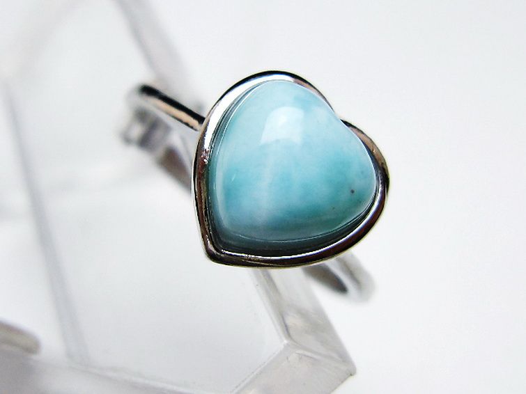 ラリマーハート指輪(12号)[T113-13346] 2枚目