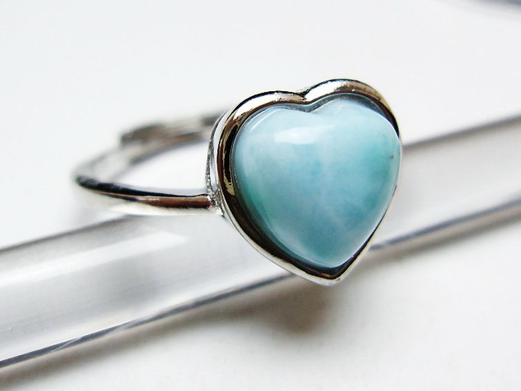 ラリマーハート指輪(12号)[T113-13346] 3枚目