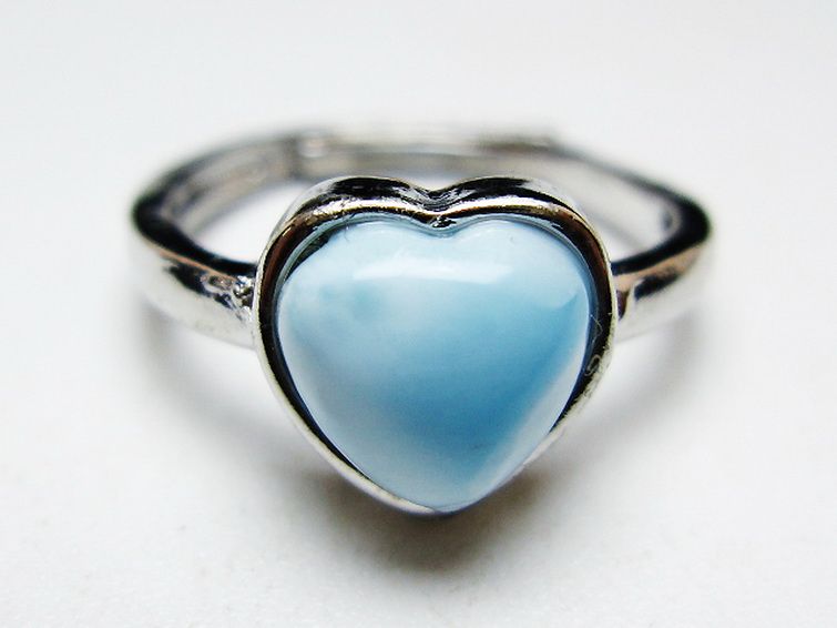 ラリマーハート指輪(12号)[T113-13352] 1枚目