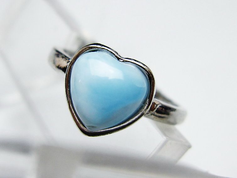 ラリマーハート指輪(12号)[T113-13352] 2枚目