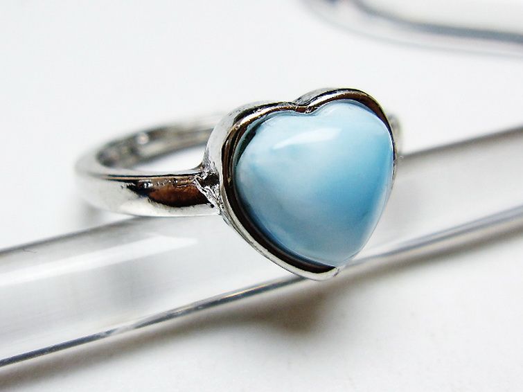 ラリマーハート指輪(12号)[T113-13352] 3枚目