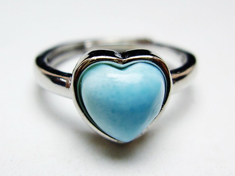 ラリマーハート指輪(11号)[T113-13359] 1枚目