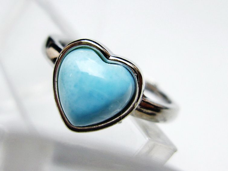 ラリマーハート指輪(11号)[T113-13359] 2枚目