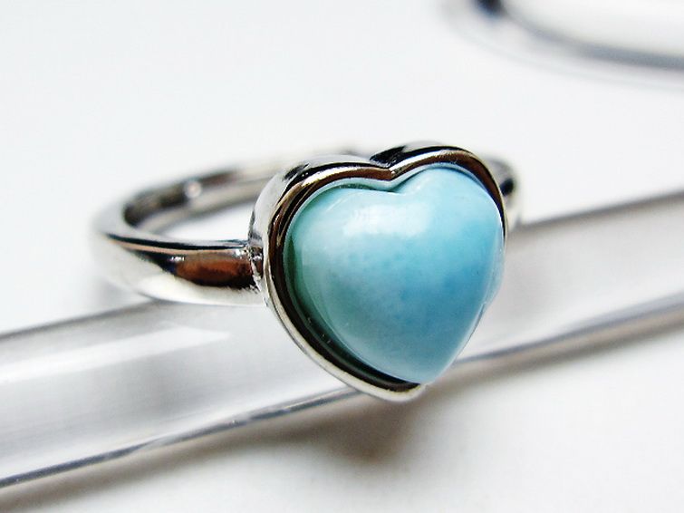 ラリマーハート指輪(11号)[T113-13359] 3枚目