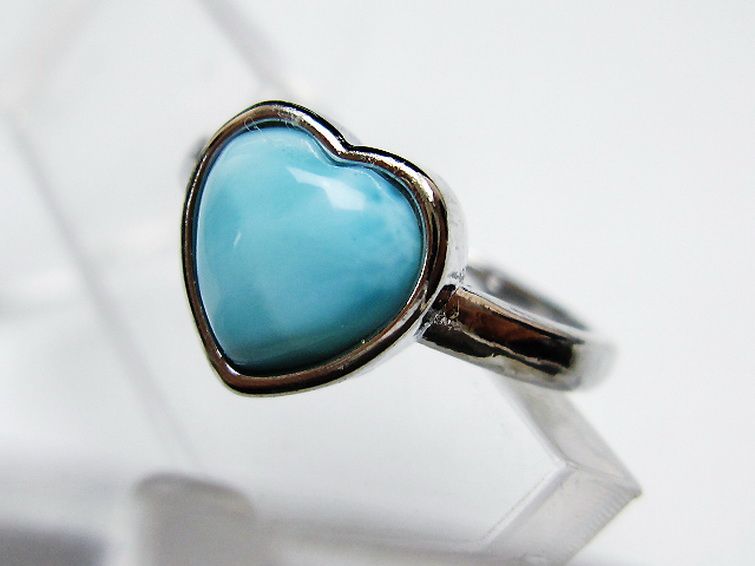 ラリマーハート指輪(13号)[T113-13363] 2枚目