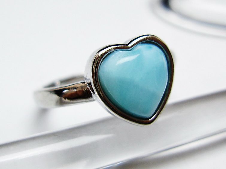 ラリマーハート指輪(13号)[T113-13363] 3枚目