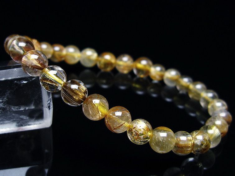 ゴールドタイチンルチルブレスレット 6mm [t116-12806] 1枚目