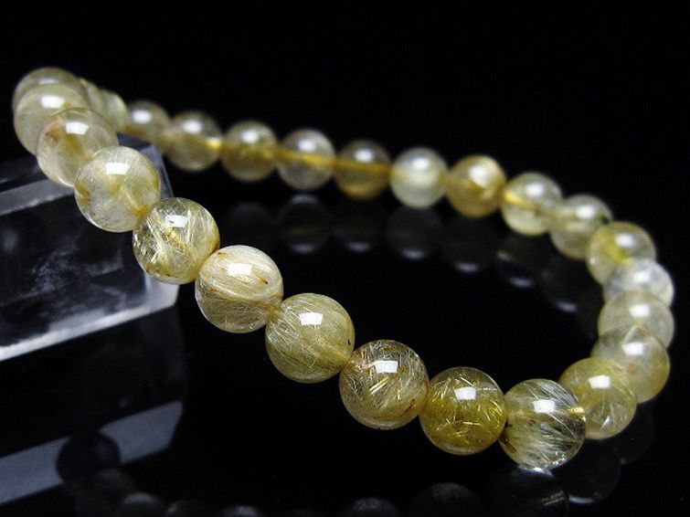 ゴールドタイチンルチルブレスレット 8mm [t116-12837] 1枚目