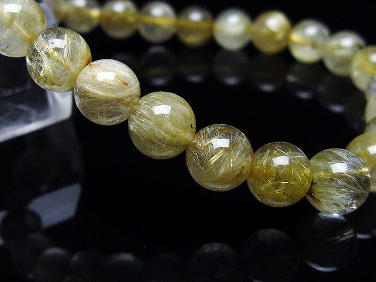 ゴールドタイチンルチルブレスレット 8mm [t116-12837] 3枚目