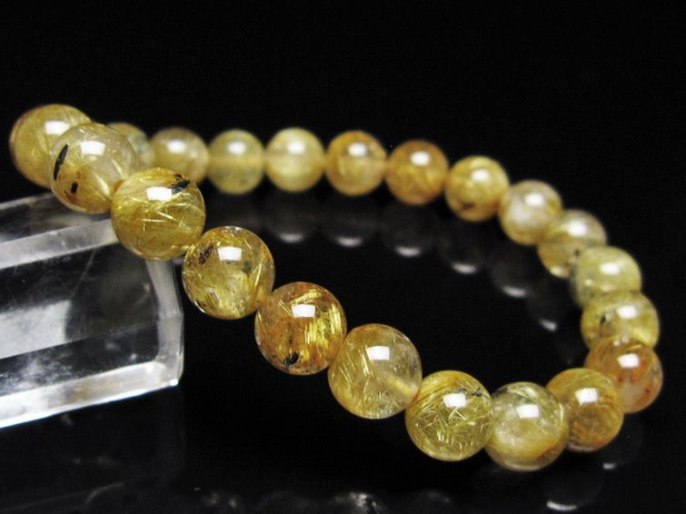 ゴールドタイチンルチルブレスレット 8mm [t116-13087] 1枚目