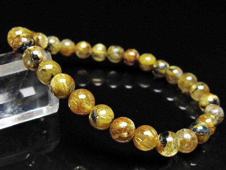 ゴールドタイチンルチルブレスレット 6mm [t116-13092] 1枚目