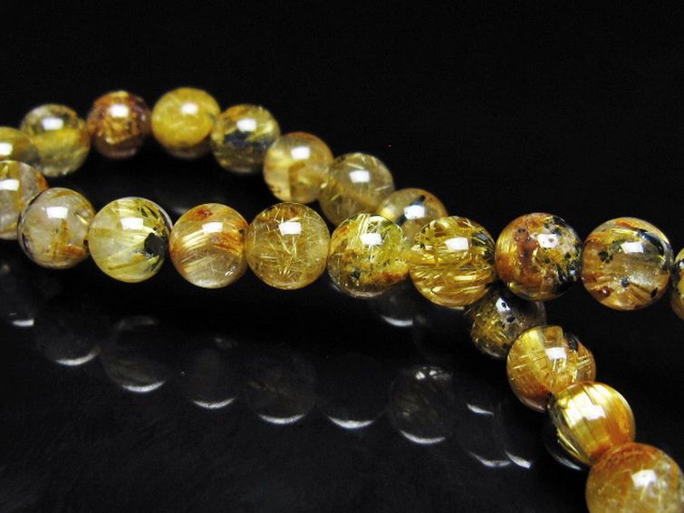 ゴールドタイチンルチルブレスレット 6mm [t116-13092] 2枚目