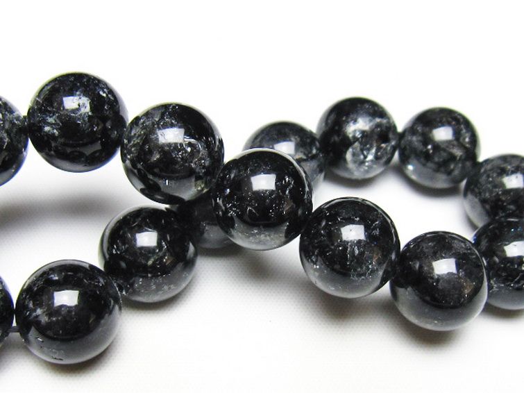 ブラックエレスチャルクォーツ 骸骨水晶 ブレスレット 14mm [t124-5363] 2枚目