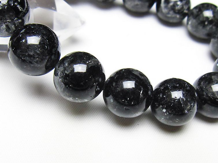 ブラックエレスチャルクォーツ 骸骨水晶 ブレスレット 14mm [t124-5363] 3枚目