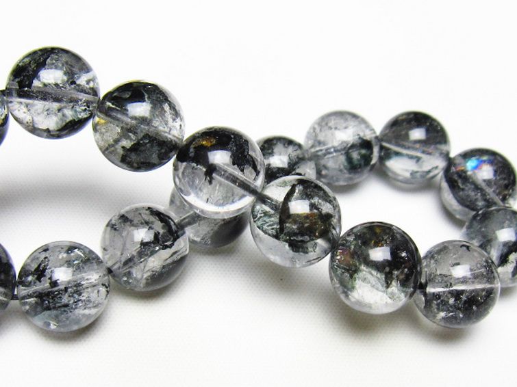 ブラックエレスチャルクォーツ 骸骨水晶 ブレスレット 12mm [t124-5371] 2枚目