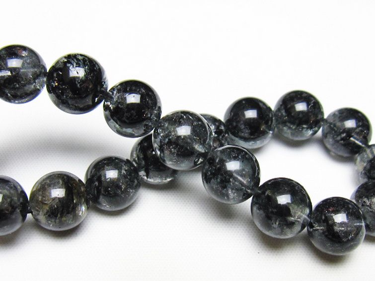ブラックエレスチャルクォーツ 骸骨水晶 ブレスレット 10mm [t124-5377] 2枚目