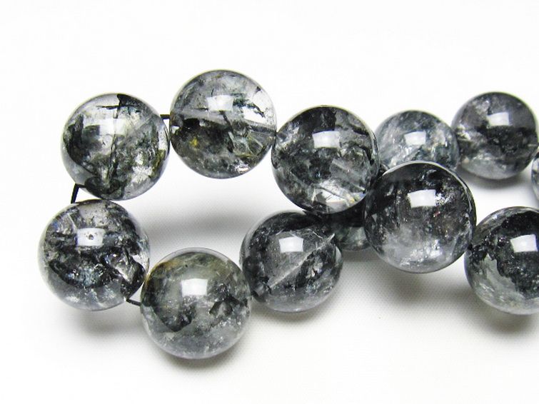 ブラックエレスチャルクォーツ 骸骨水晶 ブレスレット 18mm [t124-5382] 2枚目