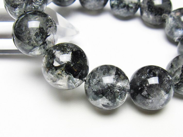 ブラックエレスチャルクォーツ 骸骨水晶 ブレスレット 18mm [t124-5382] 3枚目