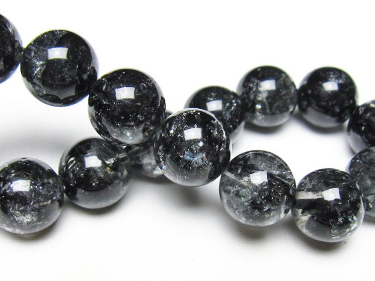 ブラックエレスチャルクォーツ 骸骨水晶 ブレスレット 14mm [t124-5398] 2枚目