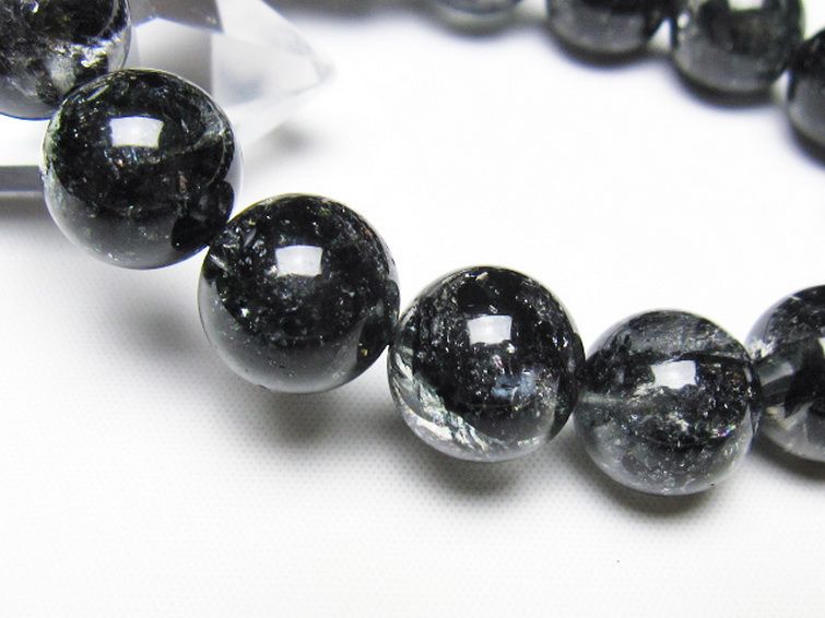 ブラックエレスチャルクォーツ 骸骨水晶 ブレスレット 14mm [t124-5398] 3枚目