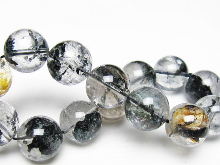ブラックエレスチャルクォーツ 骸骨水晶 ブレスレット 16mm [t124-5425] 2枚目