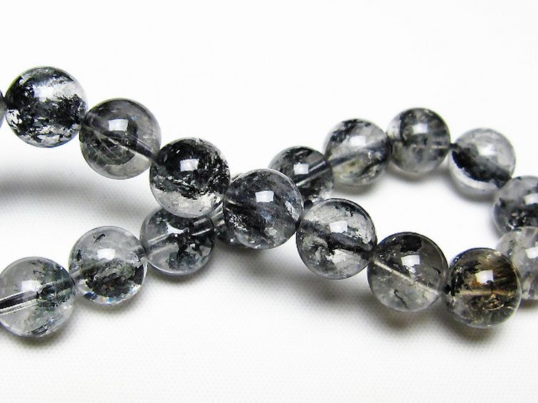 ブラックエレスチャルクォーツ 骸骨水晶 ブレスレット 10mm [t124-5552] 2枚目