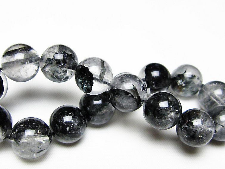 ブラックエレスチャルクォーツ 骸骨水晶 ブレスレット 13mm [t124-5561] 2枚目
