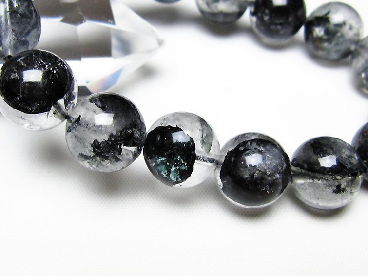 ブラックエレスチャルクォーツ 骸骨水晶 ブレスレット 13mm [t124-5561] 3枚目