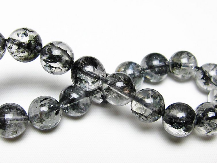 ブラックエレスチャルクォーツ 骸骨水晶 ブレスレット 10mm [t124-5661] 2枚目