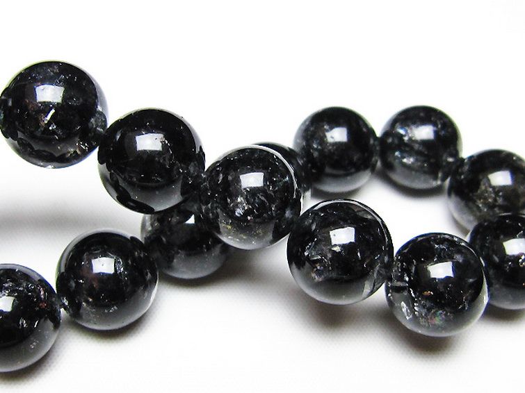 ブラックエレスチャルクォーツ 骸骨水晶 ブレスレット 14mm [t124-5680] 2枚目