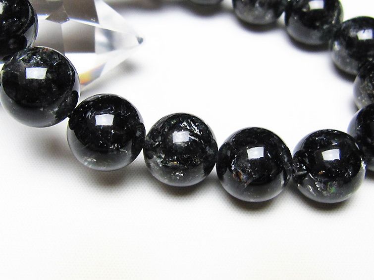 ブラックエレスチャルクォーツ 骸骨水晶 ブレスレット 14mm [t124-5680] 3枚目