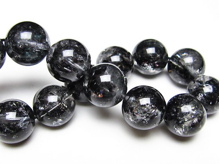 ブラックエレスチャルクォーツ 骸骨水晶 ブレスレット 16mm [t124-5698] 2枚目